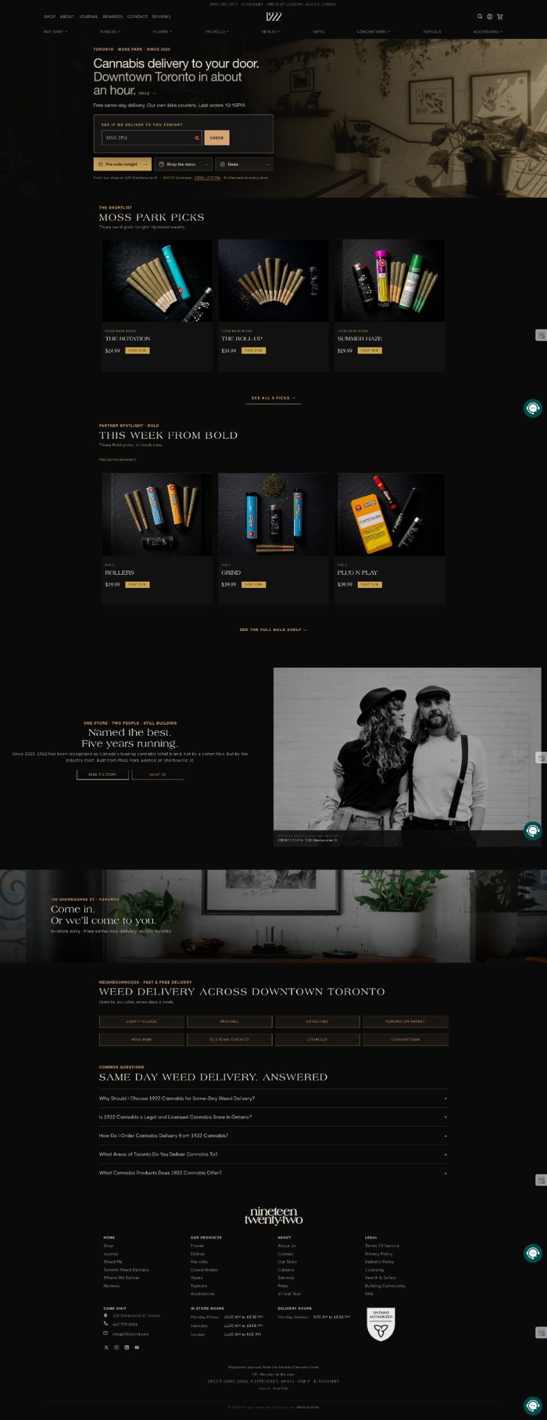 1922 Cannabis online storefront